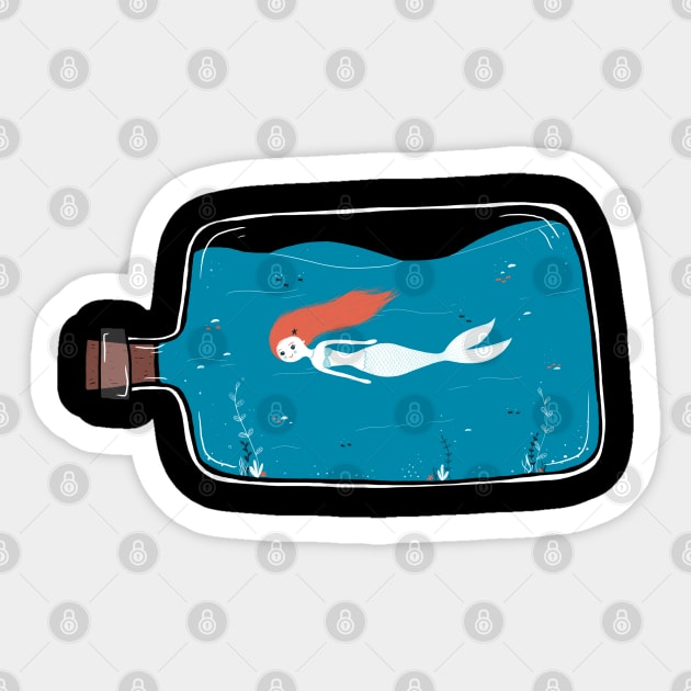 Little mermaid in a bottle Sticker by Arpi Design Studio